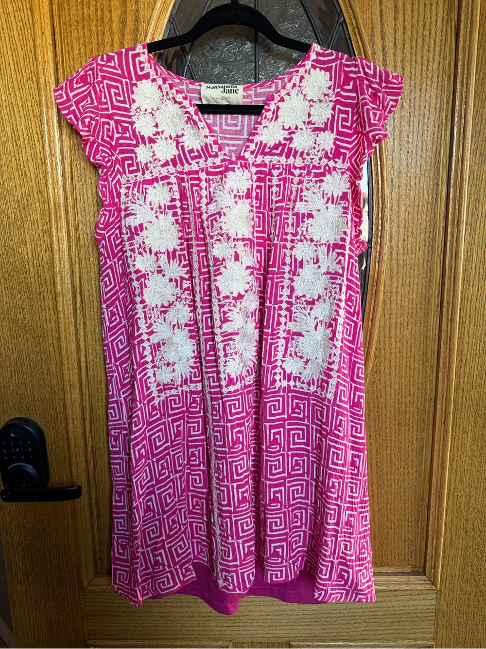 Pink Floral Embroidered Tunic Dress